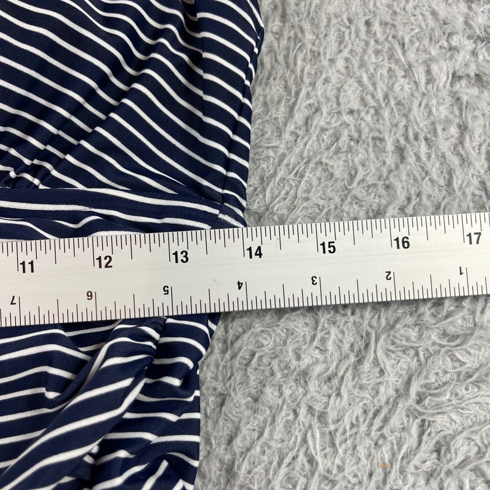GapBody Navy Blue White Striped Ruched Halter One Piece Swimsuit Large - Picture 4 of 9